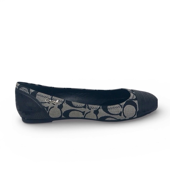 Coach Chelsea Ballet Flats Sequins Black & Grey Canvas Flats with Box 7M - Picture 2 of 11